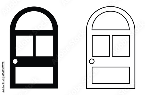 Closed entrance door icon vector. Doors pictogram isolated on white background. Creative and minimal door logo vector template. door icon vector illustration. Eps file 126.