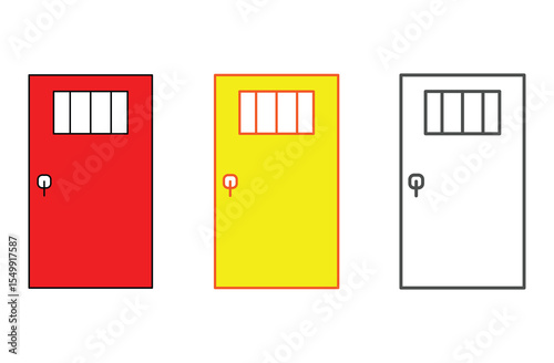 Simple illustration of house door vector icon for web design isolated on white background. Door front vector icon. House door icon. Door icon set flat style. Vector illustration. Eps file 127.