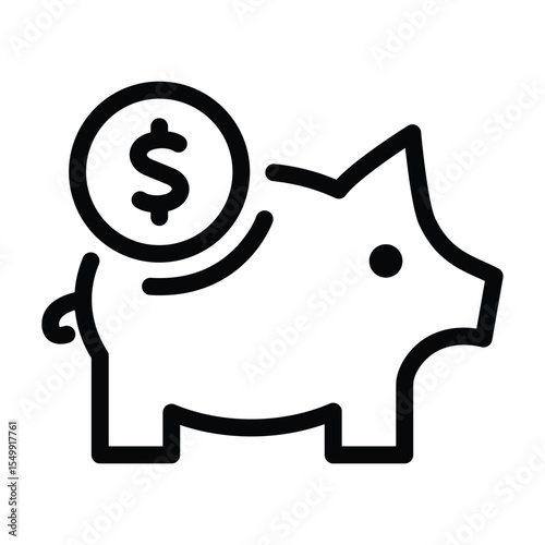 Piggy bank with a dollar coin, ideal for financial concepts, saving money, budgeting tips, investment guides, banking graphics, and piggy bank concepts.