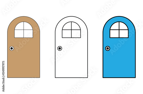 Door icon set. closed entrance door icon vector. Doors pictogram isolated on white background. Creative and minimal door logo vector template. door icon vector illustration. Eps file 128.