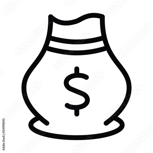 Money bag icon for wealth and finance. Suitable for financial websites, investment articles, budgeting tools, and online banking platforms.