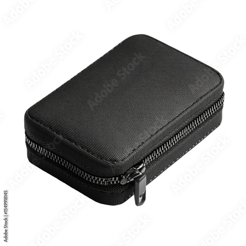 Sleek Black Case: A detailed photograph captures a stylish, closed black case, showcasing its design and quality, offering a sense of refinement and elegance.