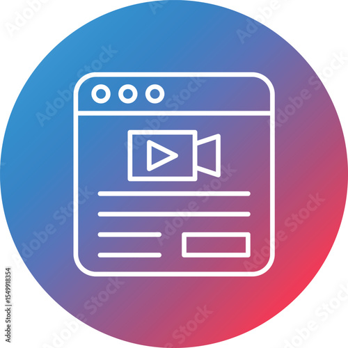 Live Broadcast Line Gradient Circle Background Icon