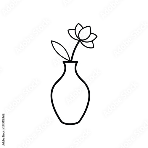 vase with flower line art