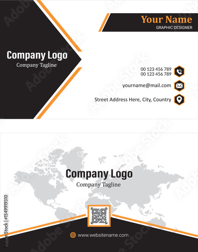 Graphic Design Business Card deesign with Black and Orange Combination