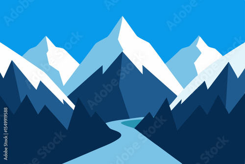 winter mountain landscape with snow