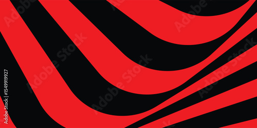 Abstract twisted black and red background. Optical illusion of distorted surface. Twisted stripes. Stylized 3d tunnel. Vector illustration. Great for wall art, poster, banner, web.