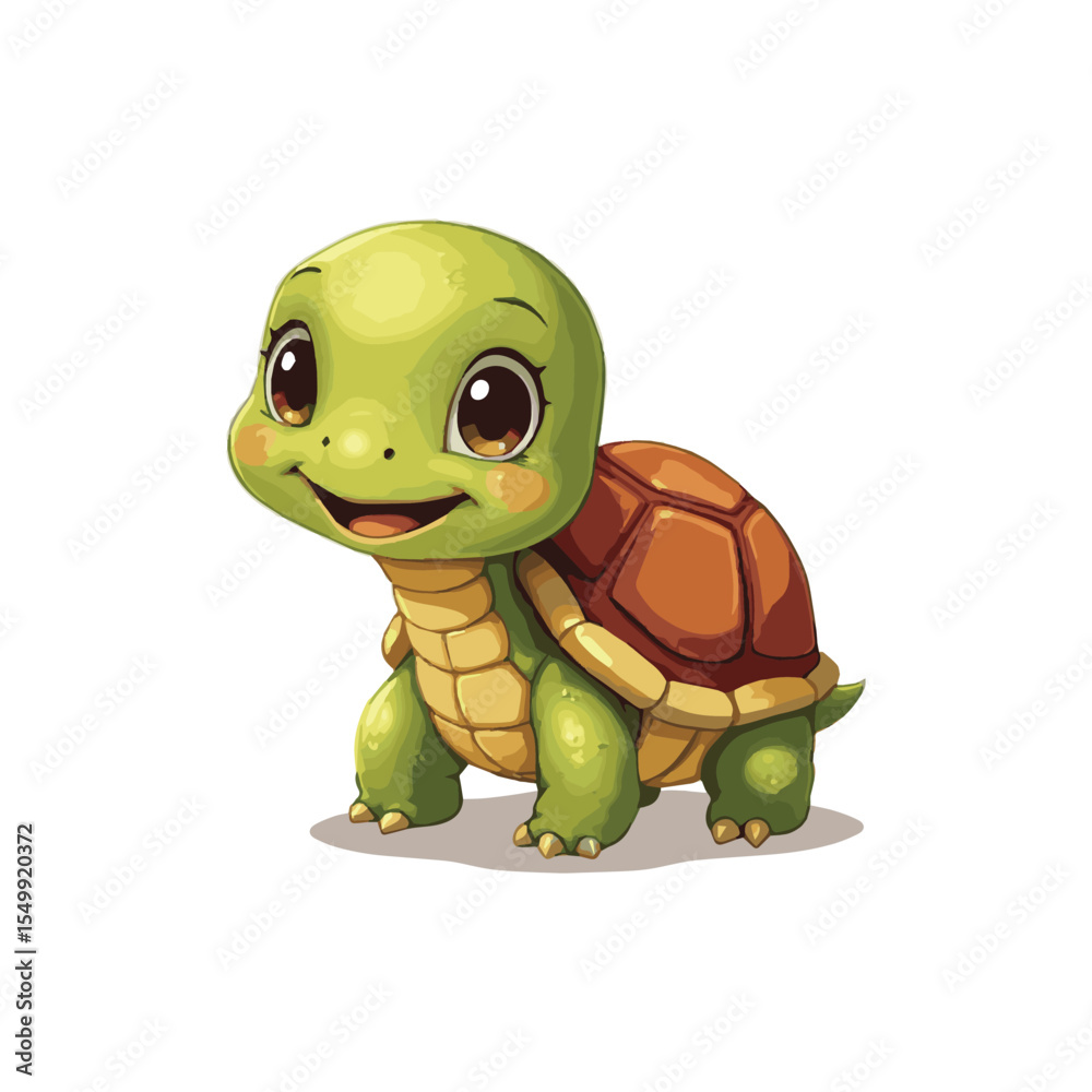 Fototapeta premium Turtle cartoon clipart vector illustration white background 
