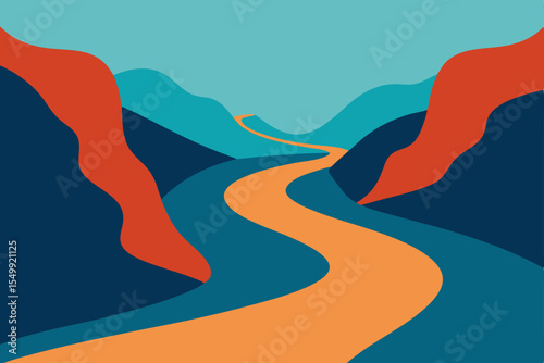 vector illustration of a mountain road