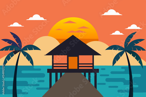 vector illustration of a tropical island