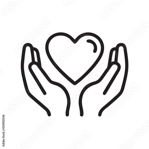 Hands carrying heart icon