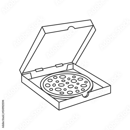 Open pizza box with a whole pepperoni pizza inside isolated on white background