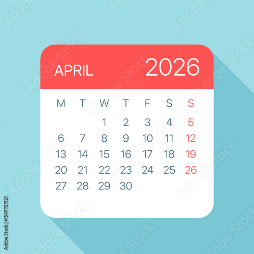 April 2026 Calendar Leaf - Vector Illustration