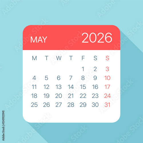 May 2026 Calendar Leaf - Vector Illustration