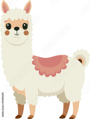 vector illustration of cartoon Alpaca