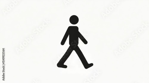 Animated Icon Sequence of a Black Pictogram Person Walking on a White Background