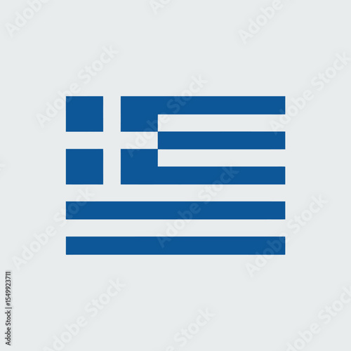 Abstract geometric representation of the greek flag with blue stripes and white cross