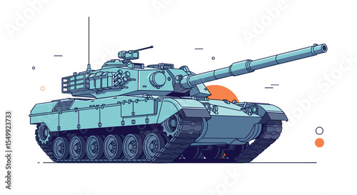 Modern Battle Tank Armored Vehicle with Powerful Cannon for Ground Warfare Operations