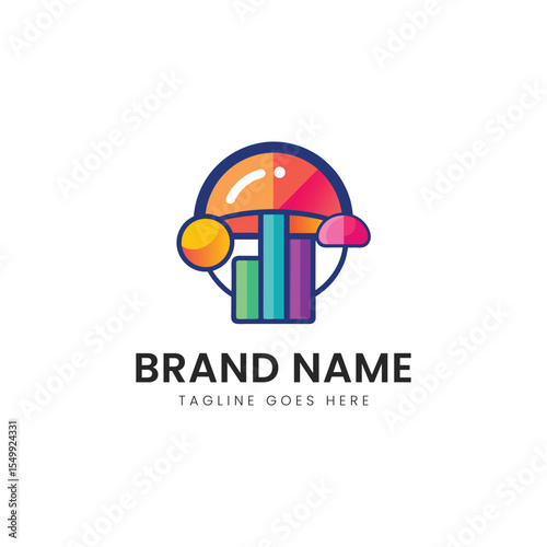 Colorful logo design featuring vibrant geometric shapes, representing creativity and innovation in a modern aesthetic.