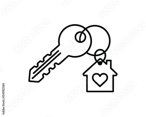 House key with heart keychain symbolizing home and love