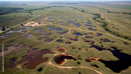 Wetland Pollution: Aerial View of Damaged Ecosystem