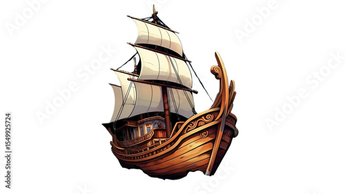 vector wooden boat ship