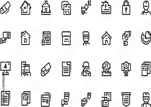 Security System Icons Home, Building, Surveillance, and More