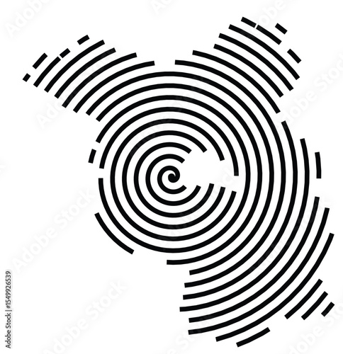 Symbol Map of the Bundesland Brandenburg (Germany) showing the Bundesland with a black spiral line