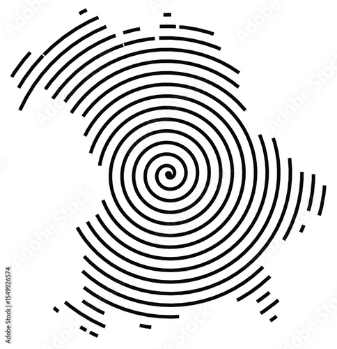 Symbol Map of the Bundesland Bayern (Germany) showing the Bundesland with a black spiral line