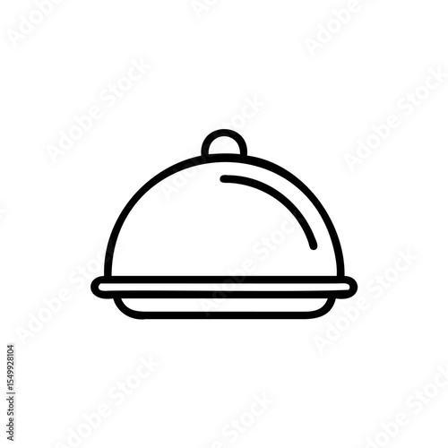 Handdrawn Line Art Restaurant Dome Lid Server Platter Icon vector