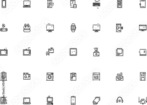 Technology Icons  Clean Line Art EPS Vector Graphics