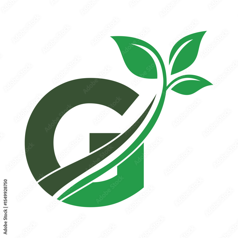 Obraz premium Initial Green Leaf Logo combine with letter G vector template 