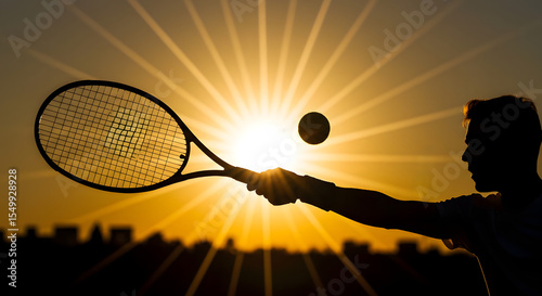 Tennis Player,Male-In Sillhouette against  the Sun -Sunray -Starburst effect!