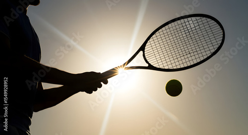 Tennis Player,In  Sillhouette about to Serve against the Sun -Sunray -Starburst effect!