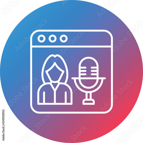 Webcast Line Gradient Circle Background Icon