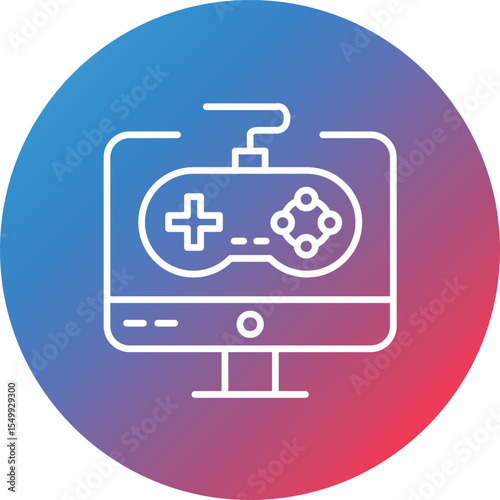 Game Console Line Gradient Circle Background Icon