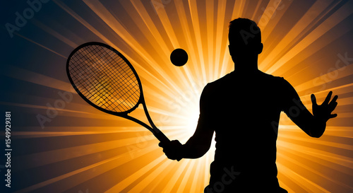 Tennis Player,Male-In Sillhouette against  the Sun -Sunray -Starburst effect!