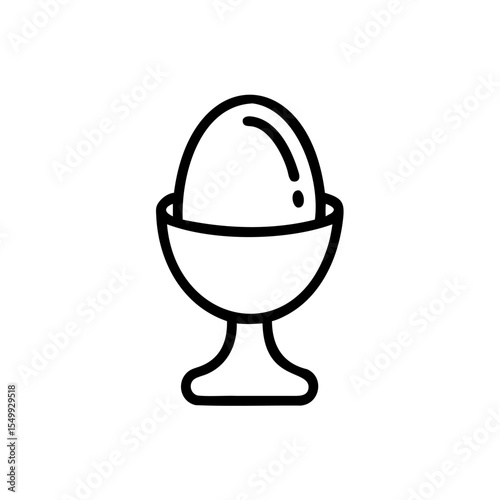 Handdrawn Line Art Egg in Egg Cup Breakfast Food Icon Graphic eggcup