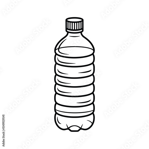 Simple line art drawing of a plastic water bottle with a cap