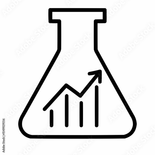 Beaker with rising graph inside. Trial-and-error process simplified