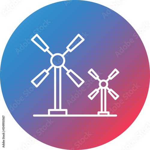 Windmill Line Gradient Circle Background Icon