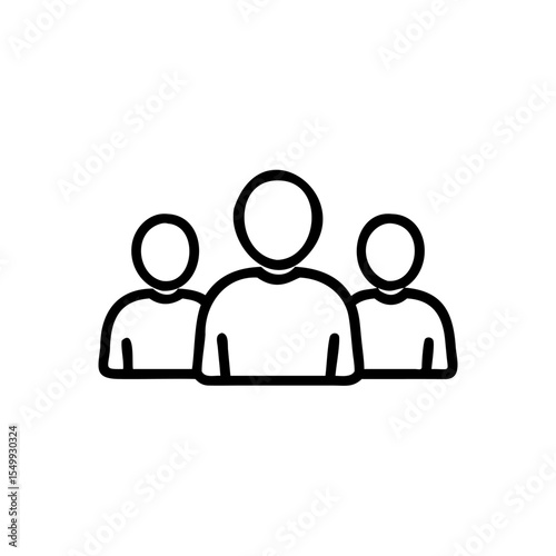 Handdrawn Line Art Icon Three People Group Teamwork Collaboration vector