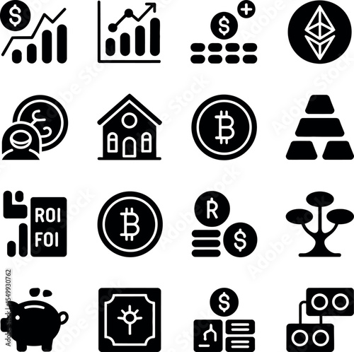 investment Flat Icons set