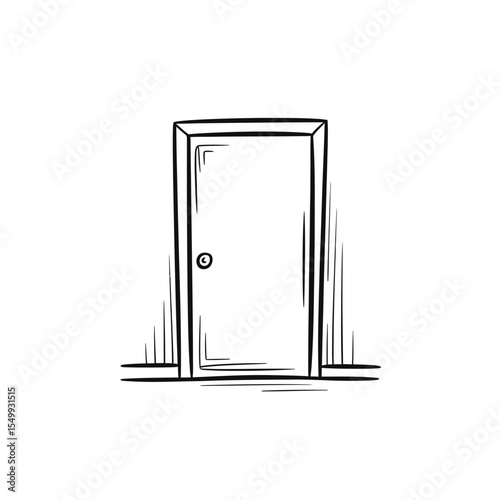 Simple Hand Drawn Sketch of a Closed Door