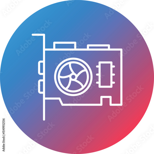 Vga Card Line Gradient Circle Background Icon