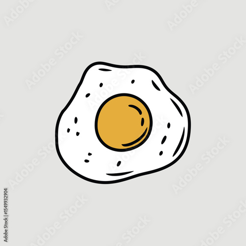 Simple hand drawn fried egg with a yellow yolk and white background