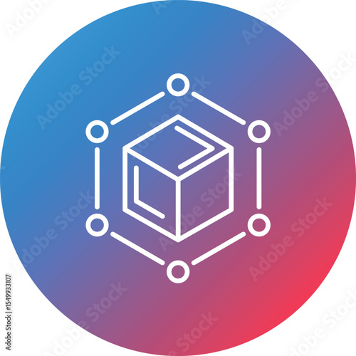 Blockchain Line Gradient Circle Background Icon