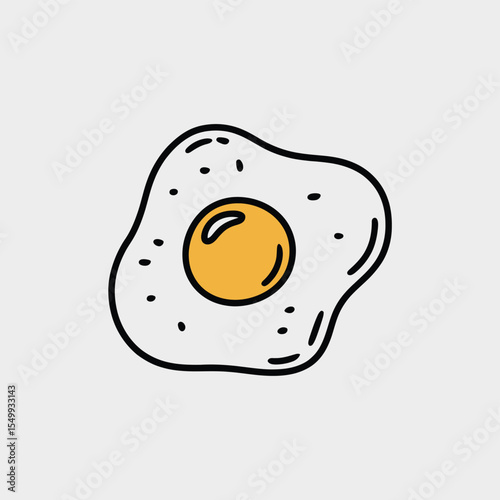 Simple cartoon fried egg with a bright yellow yolk and white outline