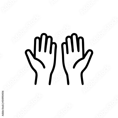 Handdrawn Outline Two Hands Raised in Prayer Gesture Simple Icon vector