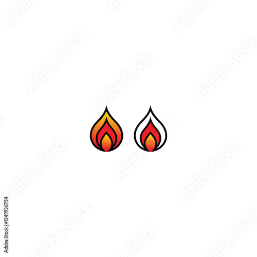 Modern Dual Flame Icon Design in Bold Minimal Style